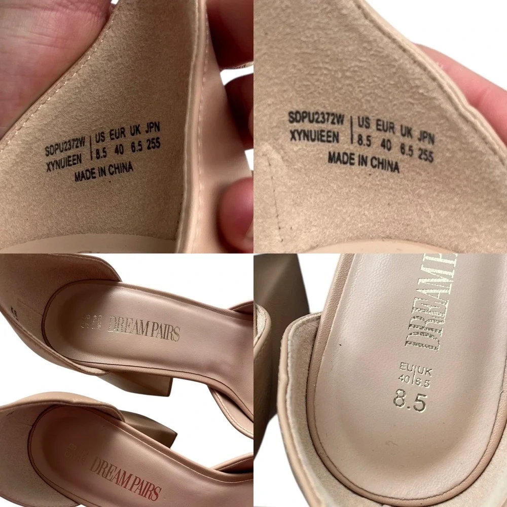 DREAM PAIRS Women Sz 8.5 Beige Platform Chunky Heels Ankle Strap Mary Jane Shoes
